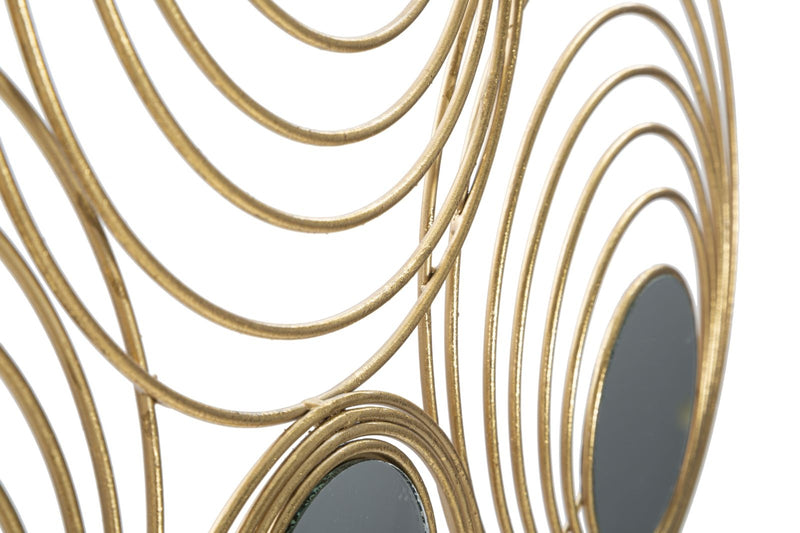 Decoratiune metalica de perete, cu oglinda, Rays Auriu, l90xA2,5xH45 cm (3)