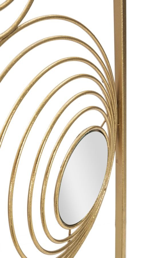 Decoratiune metalica de perete, cu oglinda, Rays Tall Auriu, l32xA2xH90 cm (4)