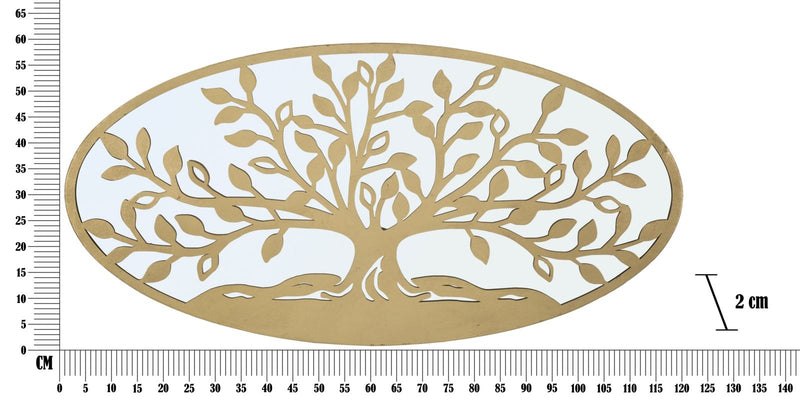 Decoratiune metalica de perete, cu oglinda, Tree of Life Auriu Antichizat, l120xA2xH60 cm (5)