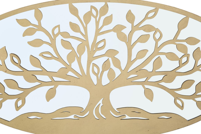 Decoratiune metalica de perete, cu oglinda, Tree of Life Auriu Antichizat, l120xA2xH60 cm (2)