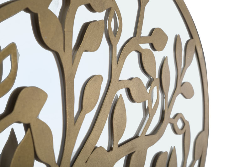 Decoratiune metalica de perete, cu oglinda, Tree of Life Auriu Antichizat, l120xA2xH60 cm (3)