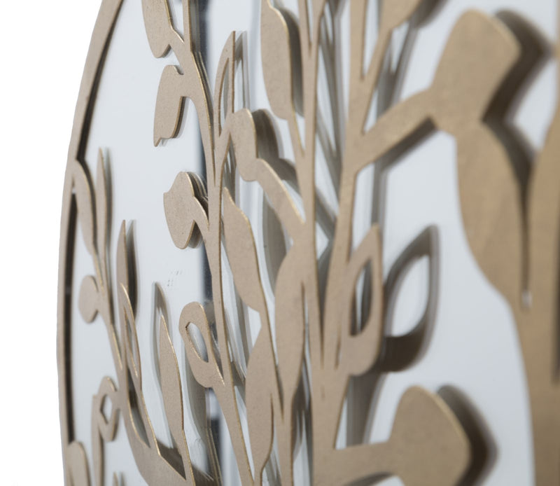 Decoratiune metalica de perete, cu oglinda, Tree of Life Auriu Antichizat, l120xA2xH60 cm (4)