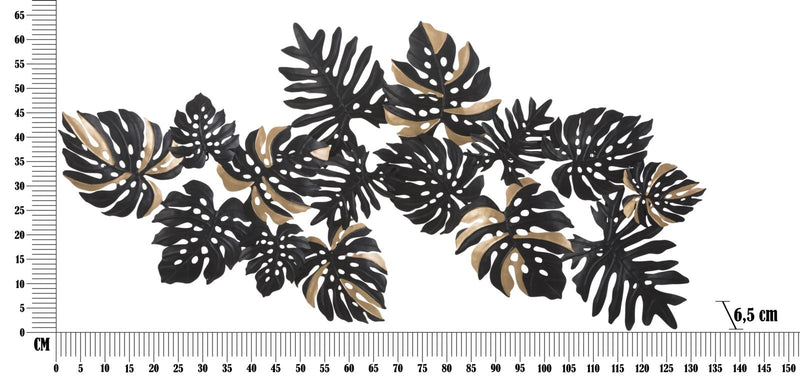 Decoratiune metalica de perete, Dark Leaf Negru / Auriu, l133xA6,5xH63 cm (5)