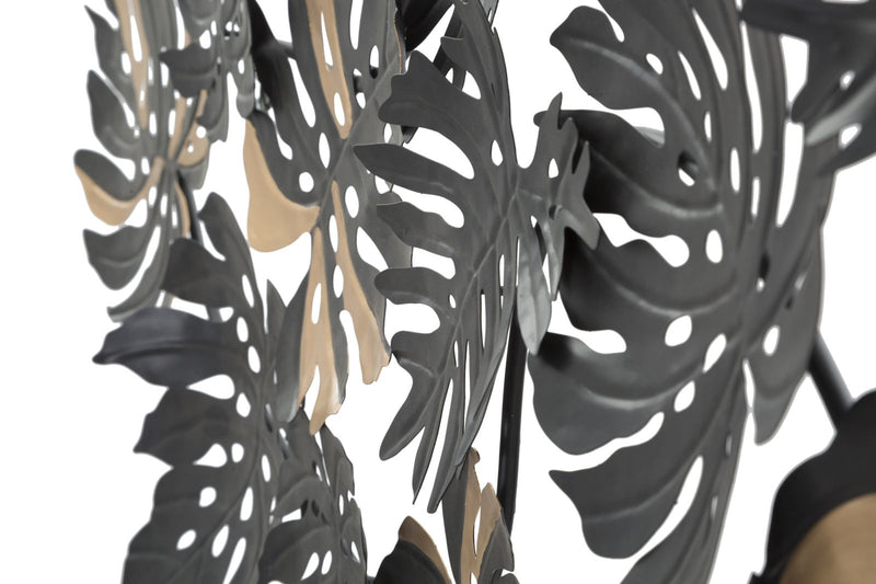 Decoratiune metalica de perete, Dark Leaf Negru / Auriu, l133xA6,5xH63 cm (3)