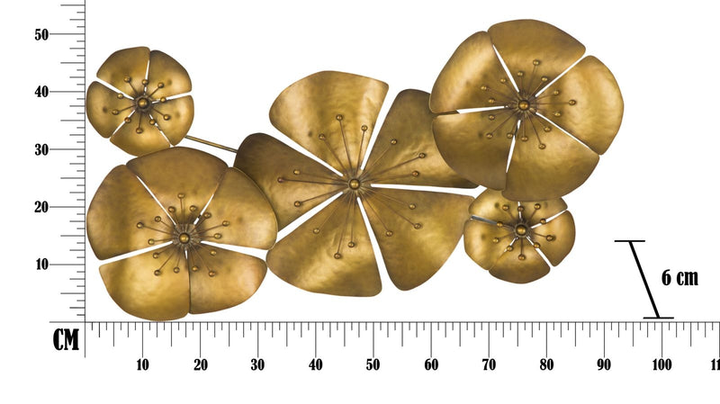 Decoratiune metalica de perete Flower A Auriu, l94xA6xH50 cm (8)
