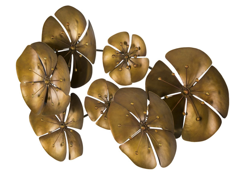 Decoratiune metalica de perete Flower B Auriu, l80xA6xH57 cm (1)