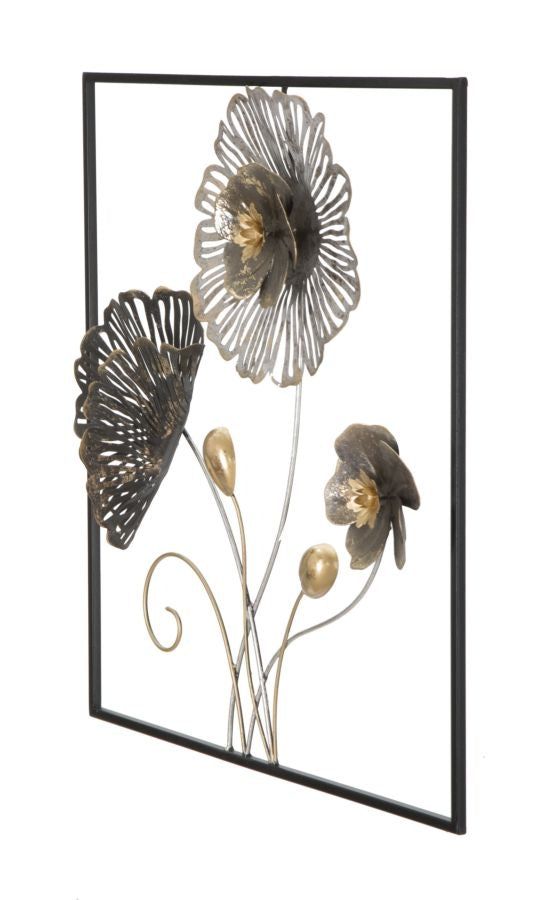 Decoratiune metalica de perete, Flowers Square Multicolor, l50xA5,5xH50 cm (3)