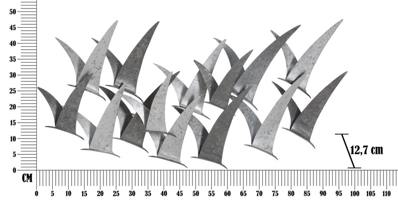 Decoratiune metalica de perete, Gabbiani Argintiu, l93xA12,7xH47,6 cm (5)