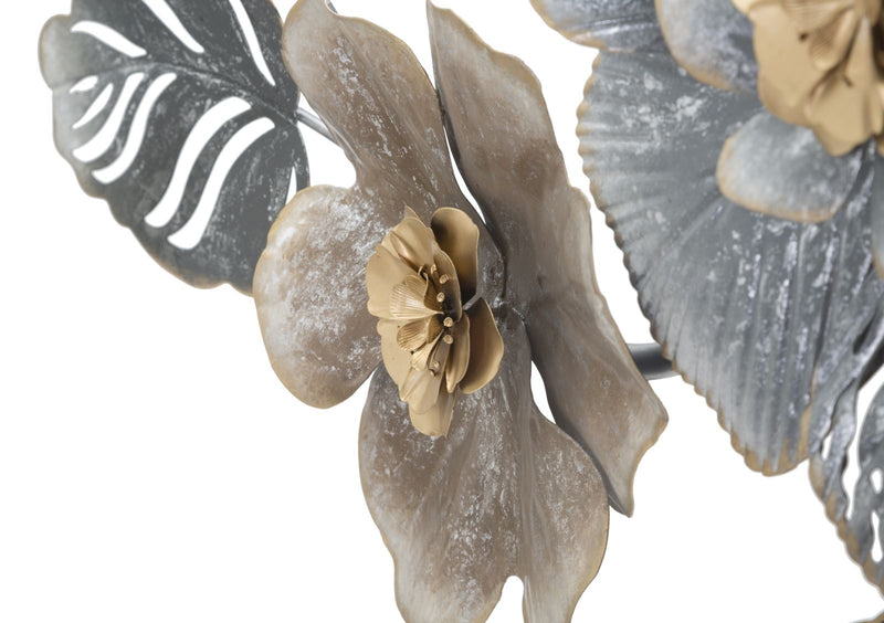 Decoratiune metalica de perete, Grey Flowers A Multicolor, l157,5xA9xH66,5 cm (4)