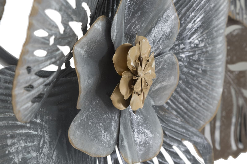 Decoratiune metalica de perete, Grey Flowers A Multicolor, l157,5xA9xH66,5 cm (3)