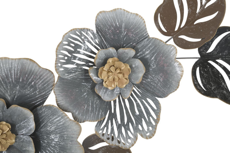 Decoratiune metalica de perete, Grey Flowers A Multicolor, l157,5xA9xH66,5 cm (2)