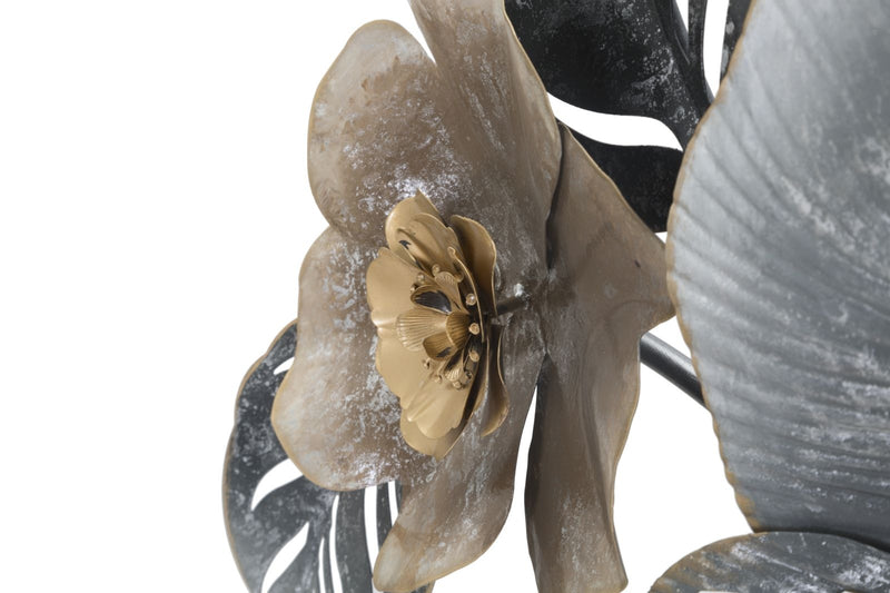 Decoratiune metalica de perete, Grey Flowers B Multicolor, l84xA9,5xH48 cm (3)