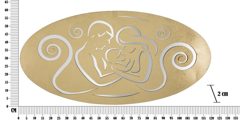 Decoratiune metalica de perete, Happy Family Auriu, l120xA2xH60 cm (5)