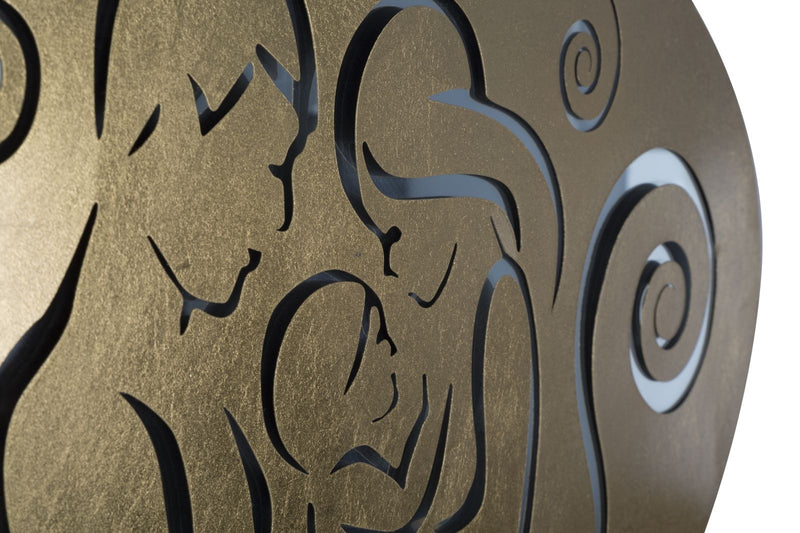 Decoratiune metalica de perete, Happy Family Auriu, l120xA2xH60 cm (3)