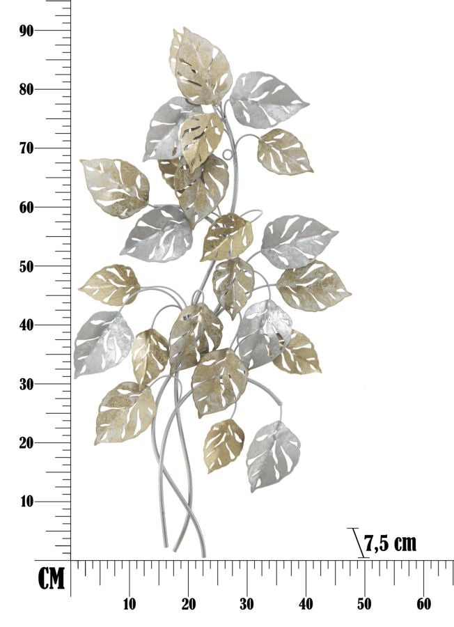 Decoratiune metalica de perete, Leaf Auriu / Argintiu, l50xA7,5xH90,5 cm (5)