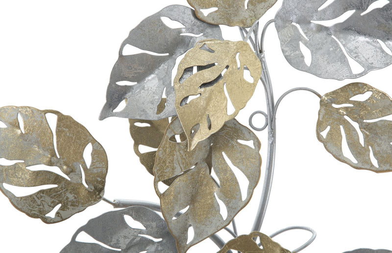 Decoratiune metalica de perete, Leaf Auriu / Argintiu, l50xA7,5xH90,5 cm (3)