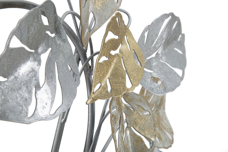 Decoratiune metalica de perete, Leaf Auriu / Argintiu, l50xA7,5xH90,5 cm (2)