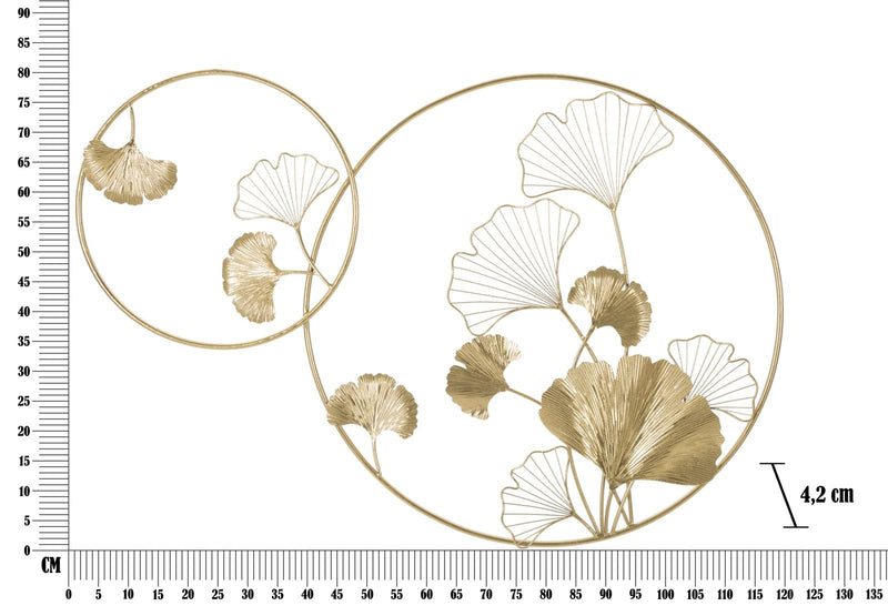 Decoratiune metalica de perete, Little Leaf Auriu, l120,5xA4,2xH80,5 cm (5)