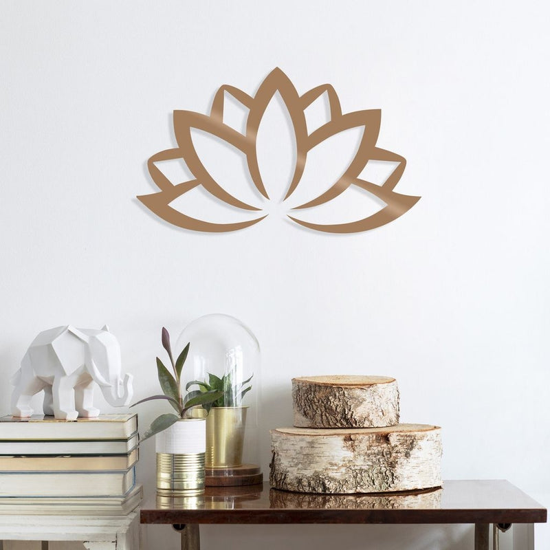 Decoratiune metalica de perete, Lotus Flower 2 Cupru, l60xA1,5xH35 cm