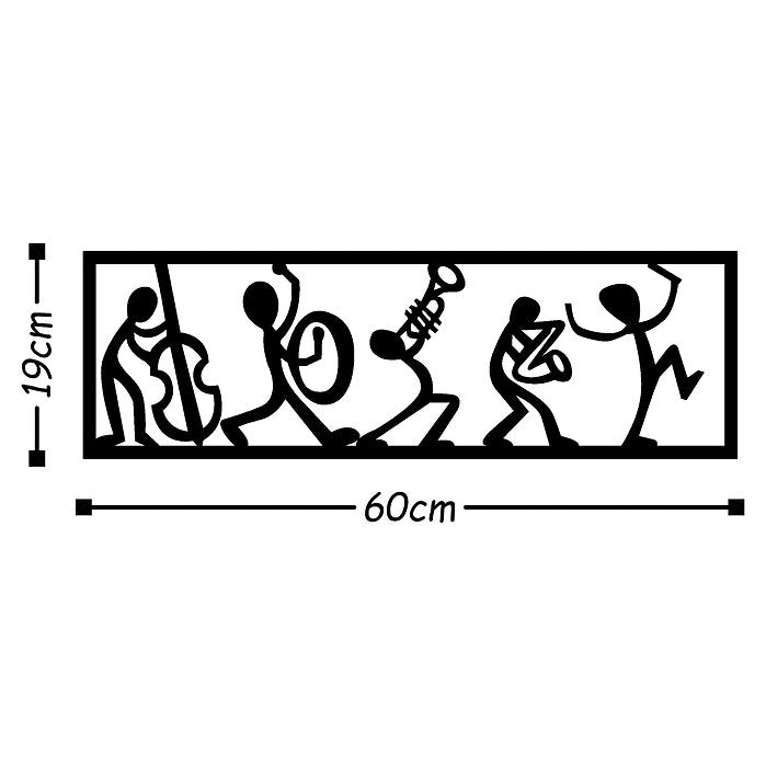 Decoratiune metalica de perete, Musicians Negru, l60xA1,5xH19 cm (2)