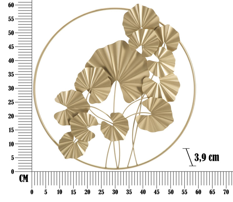 Decoratiune metalica de perete, Round Leaf Auriu, l59xA3,9xH62,75 cm (5)