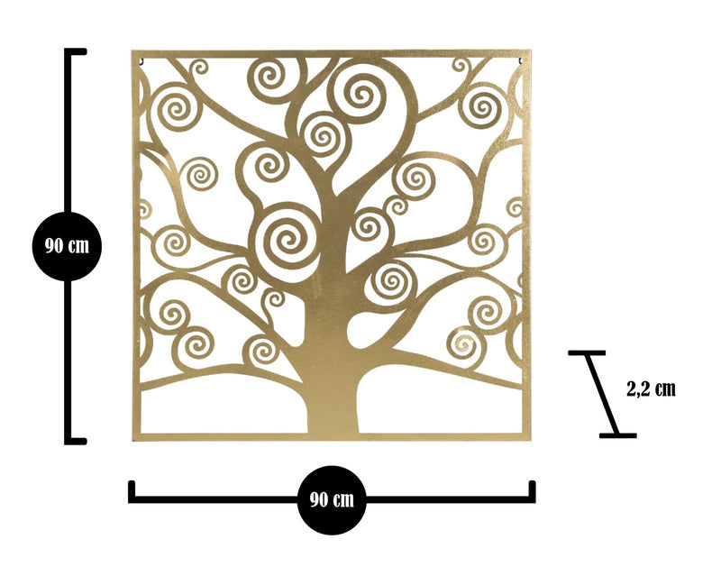 Decoratiune metalica de perete, Tree of Life Small Auriu, l90xA2,2xH90 cm (5)