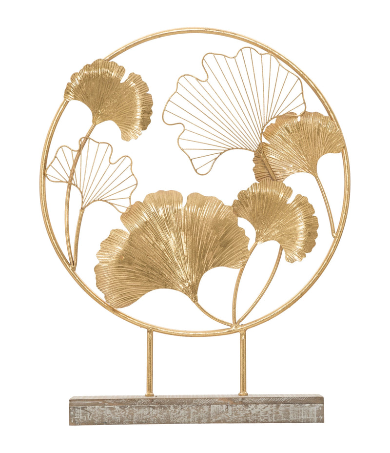 Decoratiune metalica Little Leaf Auriu, l50xA12,5xH64 cm (1)