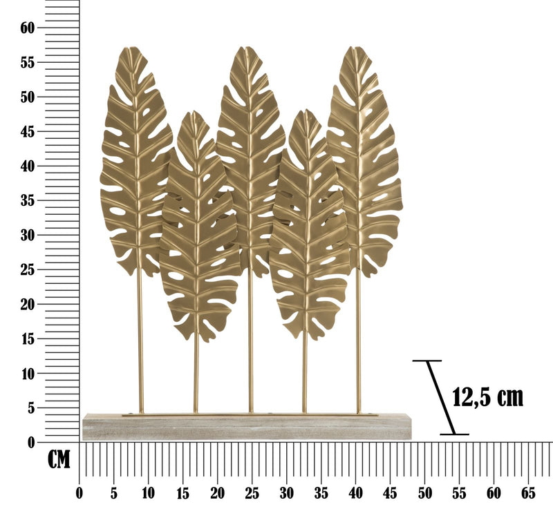 Decoratiune metalica, Long Leaf Auriu Antic, l47xA10xH57,5 cm (5)