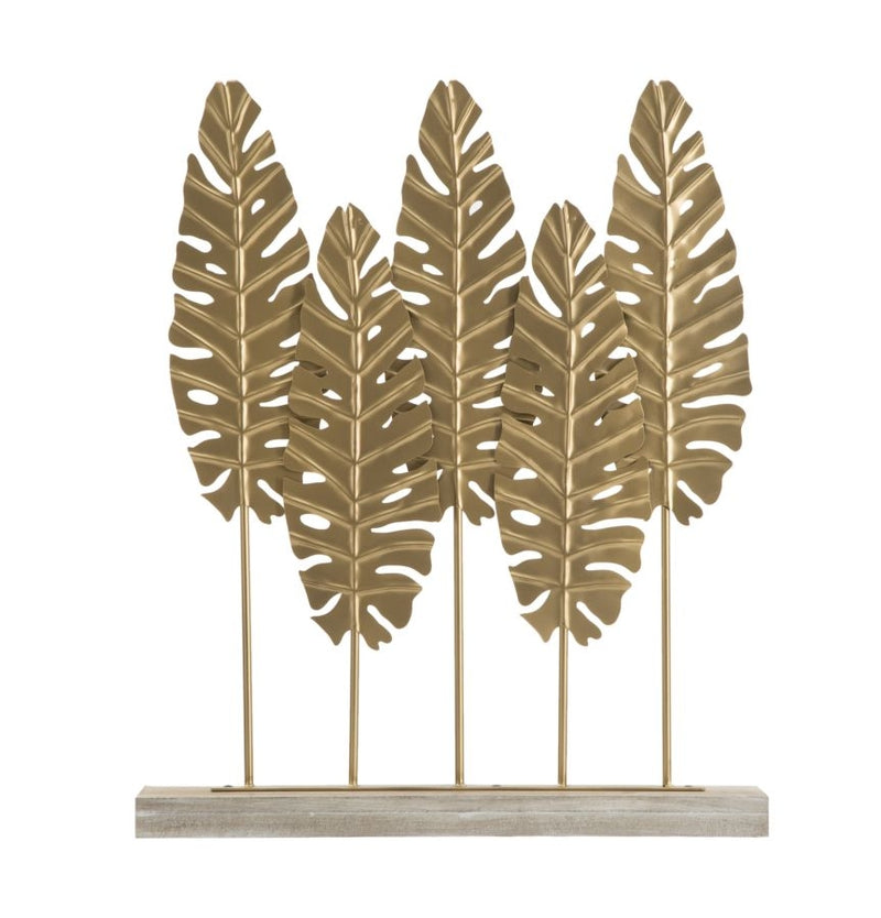 Decoratiune metalica, Long Leaf Auriu Antic, l47xA10xH57,5 cm (1)