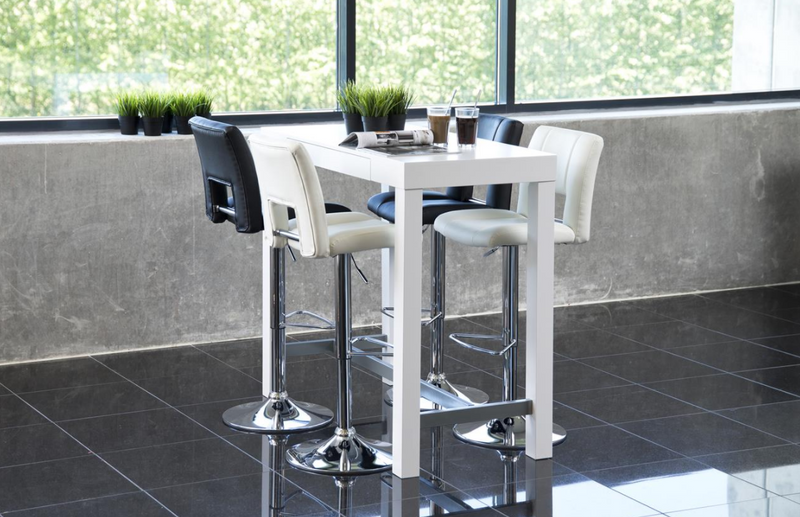 Set 2 scaune de bar din metal tapitate cu stofa si picior metalic Sylvia Gri / Crom, l41,5xA52xH115 cm (1)