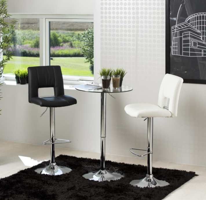 Set 2 scaune de bar din metal tapitate cu stofa si picior metalic Sylvia Gri / Crom, l41,5xA52xH115 cm (2)