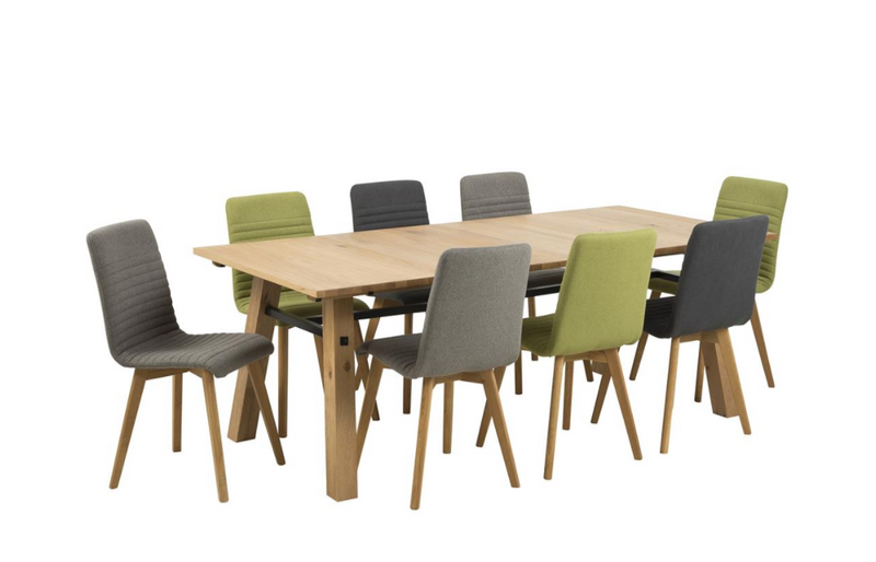Set 2 scaune tapitate cu stofa si picioare din lemn Arosa Green, l42xA43xH90 cm (2)