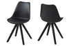 Set 2 scaune din plastic, sezut tapitat cu piele ecologica si picioare din lemn de cauciuc Dima Negru, l48,5xA55xH85 cm