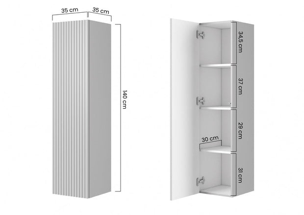 Dulap baie inalt suspendat, din pal si MDF, cu 1 usa, Nicole, l35xA35xH140 cm (12)
