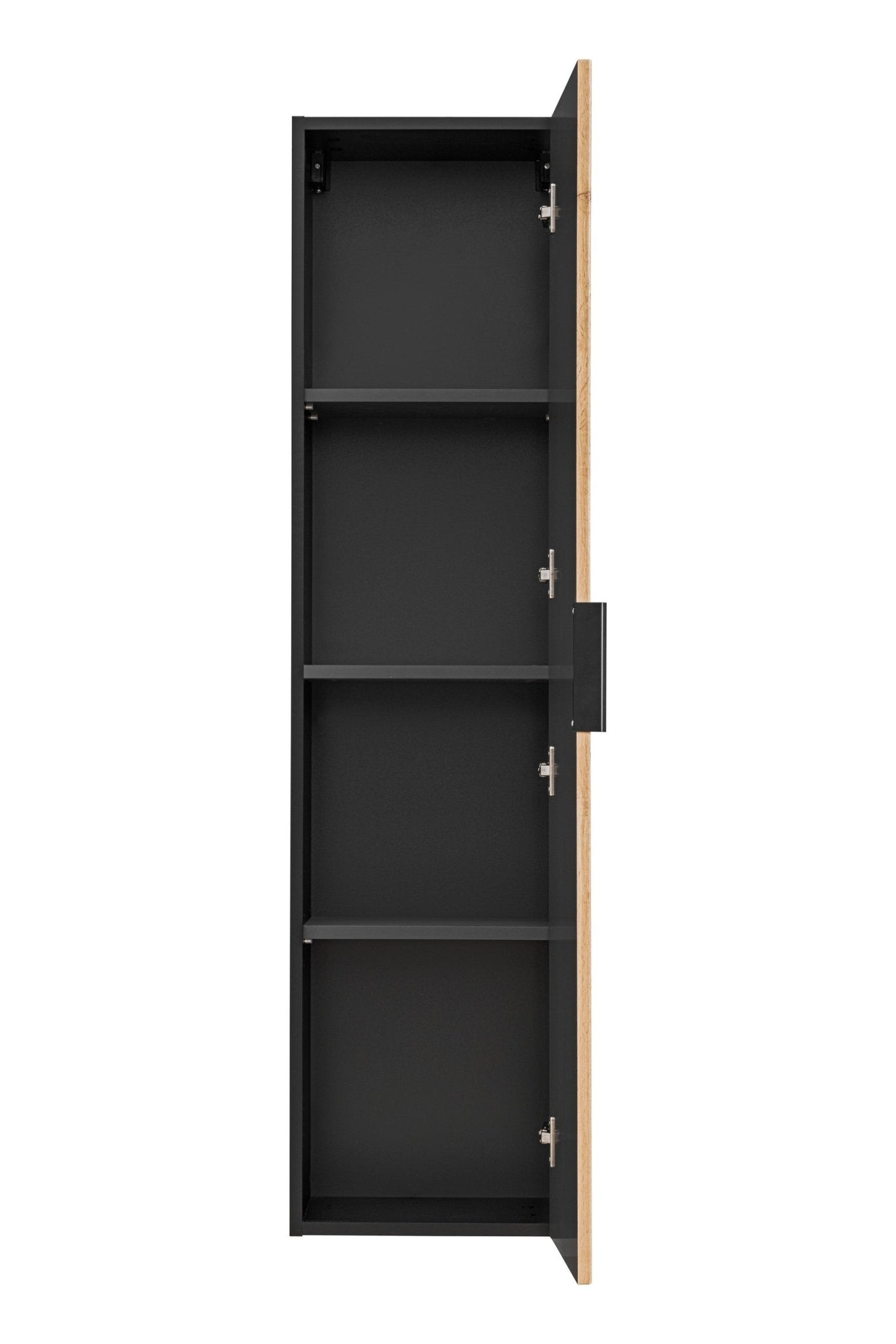 Comad Dulap baie inalt suspendat, din pal si MDF, cu 1 usa, Xilo Stejar Wotan / Negru, l35xA25xH140 cm