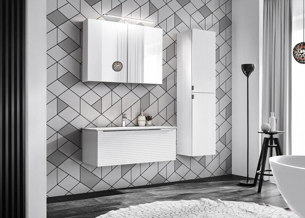 Comad Dulap baie inalt suspendat, din pal si MDF, cu 2 usi, Leonardo Alb, l35xA32xH150 cm