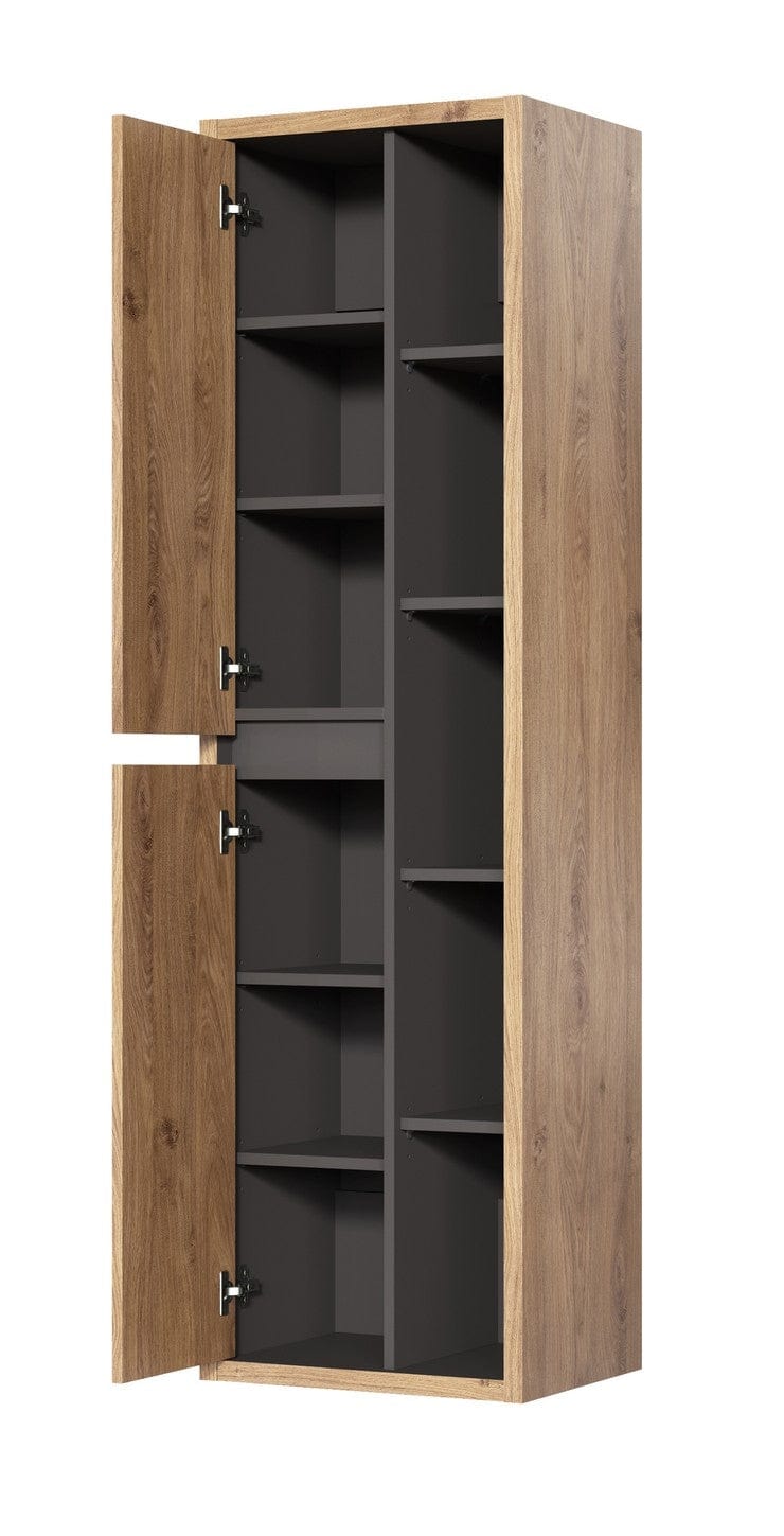 Comad Dulap baie suspendat, cu 2 usi, Devon Grafit / Stejar, l50xA33xH170 cm