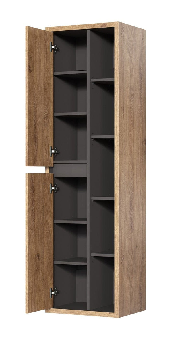 Comad Dulap baie suspendat, cu 2 usi, Devon Grafit / Stejar, l50xA33xH170 cm