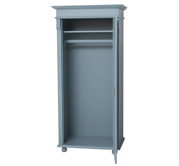 Szel Mob Dulap din lemn de brad cu 1 usa, Pasy PS244, Gri Bleu Antichizat P008A, l85xA58xH180 cm