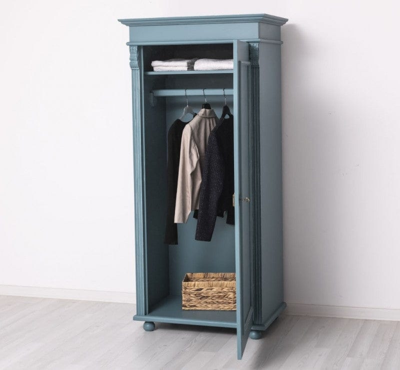 Szel Mob Dulap din lemn de brad cu 1 usa, Pasy PS244, Gri Bleu Antichizat P008A, l85xA58xH180 cm