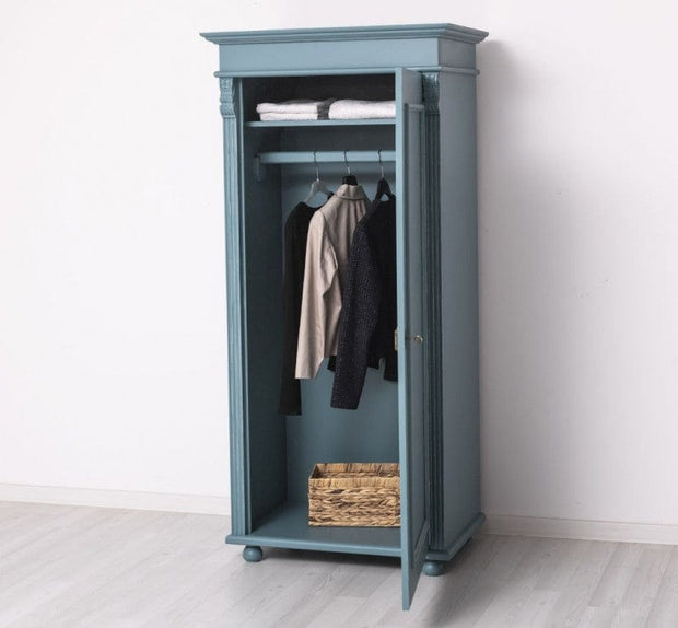 Szel Mob Dulap din lemn de brad cu 1 usa, Pasy PS244, Gri Bleu Antichizat P008A, l85xA58xH180 cm