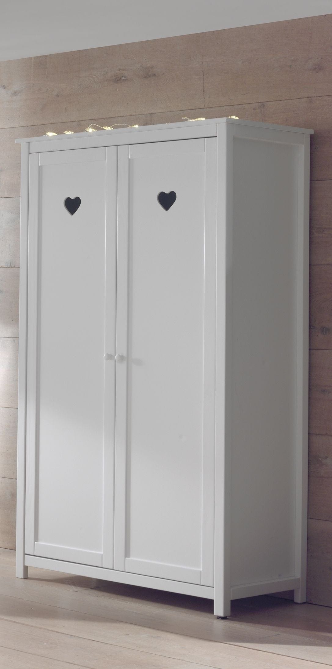 Vipack Dulap din lemn de pin si MDF cu 2 usi, pentru copii Amori Alb, l110xA57xH190,5 cm