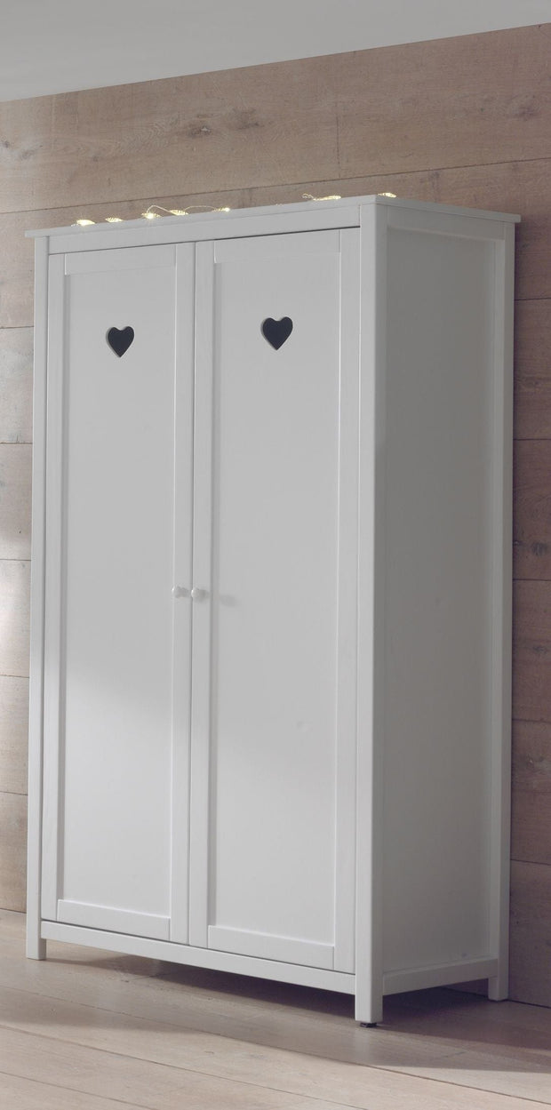 Vipack Dulap din lemn de pin si MDF cu 2 usi, pentru copii Amori Alb, l110xA57xH190,5 cm