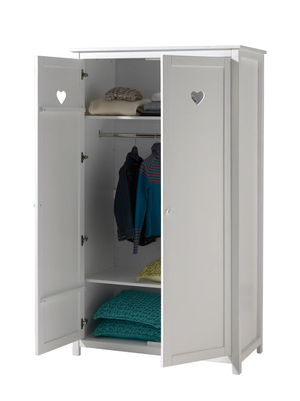 Vipack Dulap din lemn de pin si MDF cu 2 usi, pentru copii Amori Alb, l110xA57xH190,5 cm