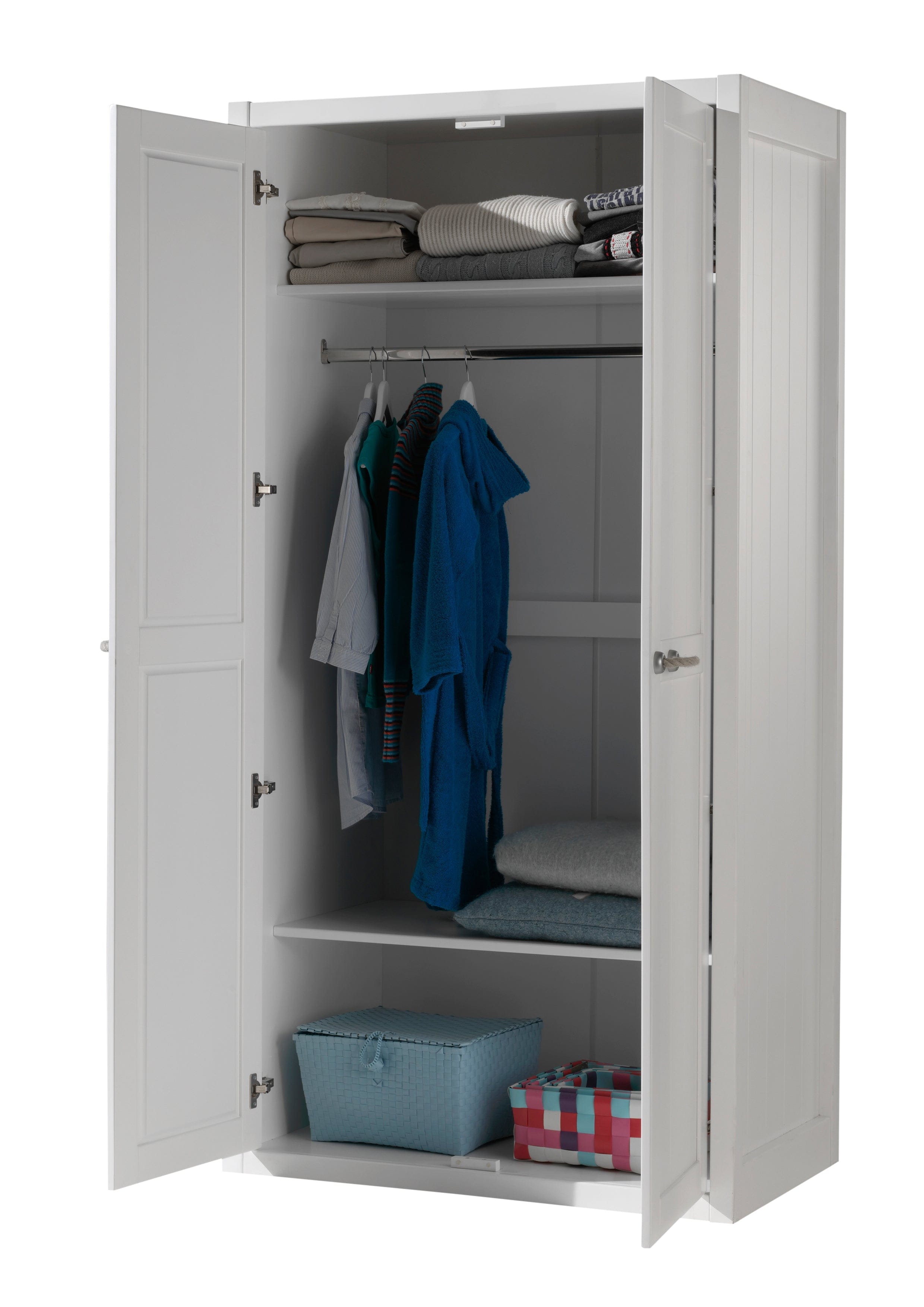 Vipack Dulap din lemn de pin si MDF cu 2 usi, pentru copii Lewis Alb, l100xA59xH200 cm