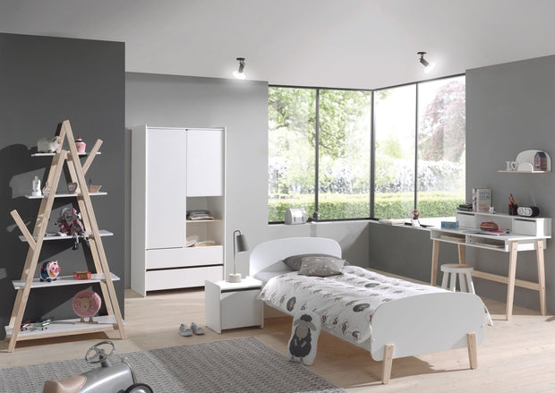 Vipack Dulap din lemn de pin si MDF, cu 2 usi si 2 sertare, pentru copii Kiddy Alb, l90xA55xH180 cm