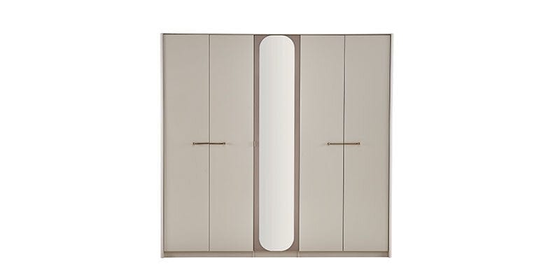 Dogtas Dulap din pal, 5 usi si oglinda, Nicole Crem, l225,7xA60,8xH218,7 cm