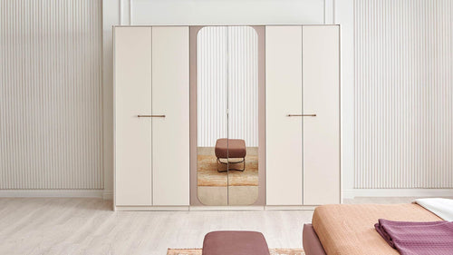 Dogtas Dulap din pal, 6 usi si oglinda, Nicole Crem, l270,6xA60,8xH218,7 cm