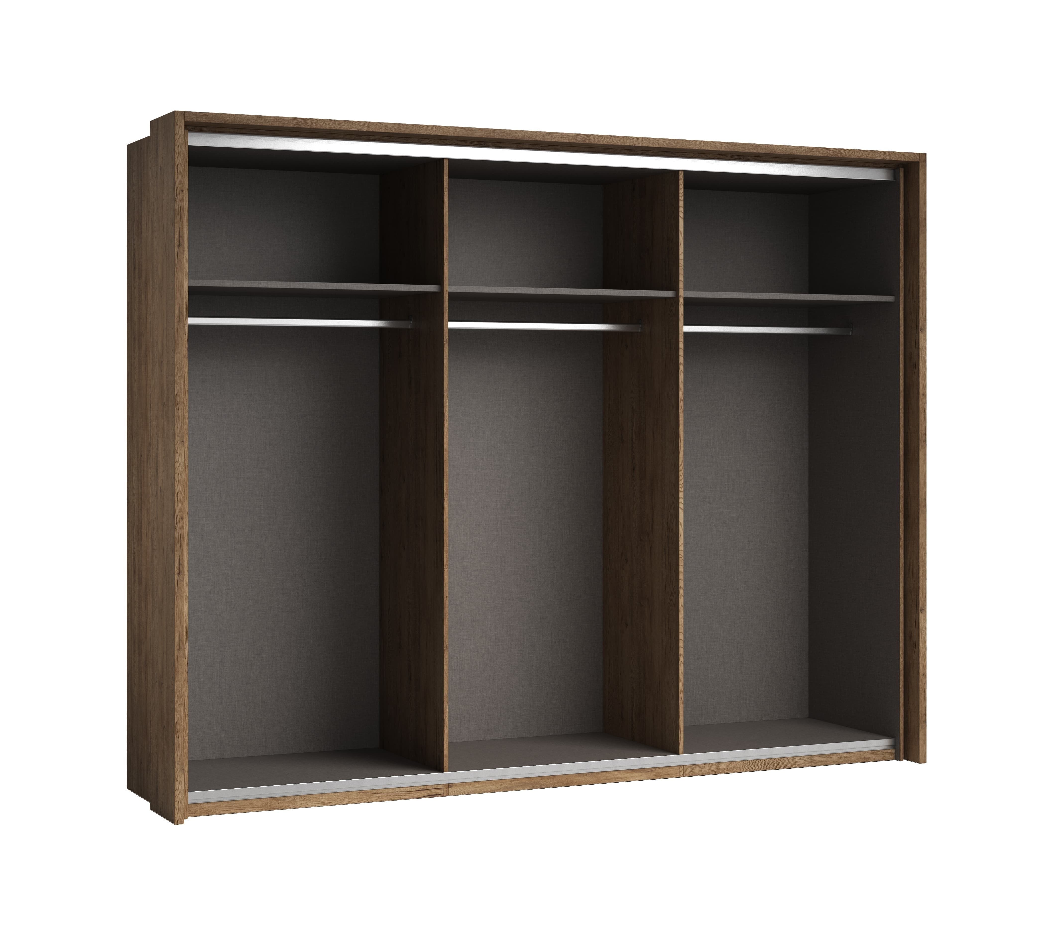 Pol-Power Dulap din pal cu 2 usi glisante Lines Grafit / Stejar, l280xA60xH215 cm