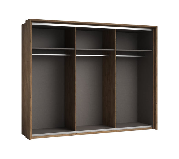 Pol-Power Dulap din pal cu 2 usi glisante Lines Grafit / Stejar, l280xA60xH215 cm